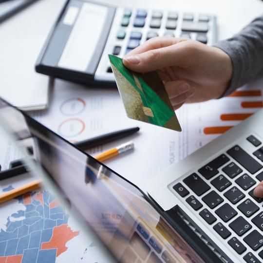 Cropped view of manager making online payment
