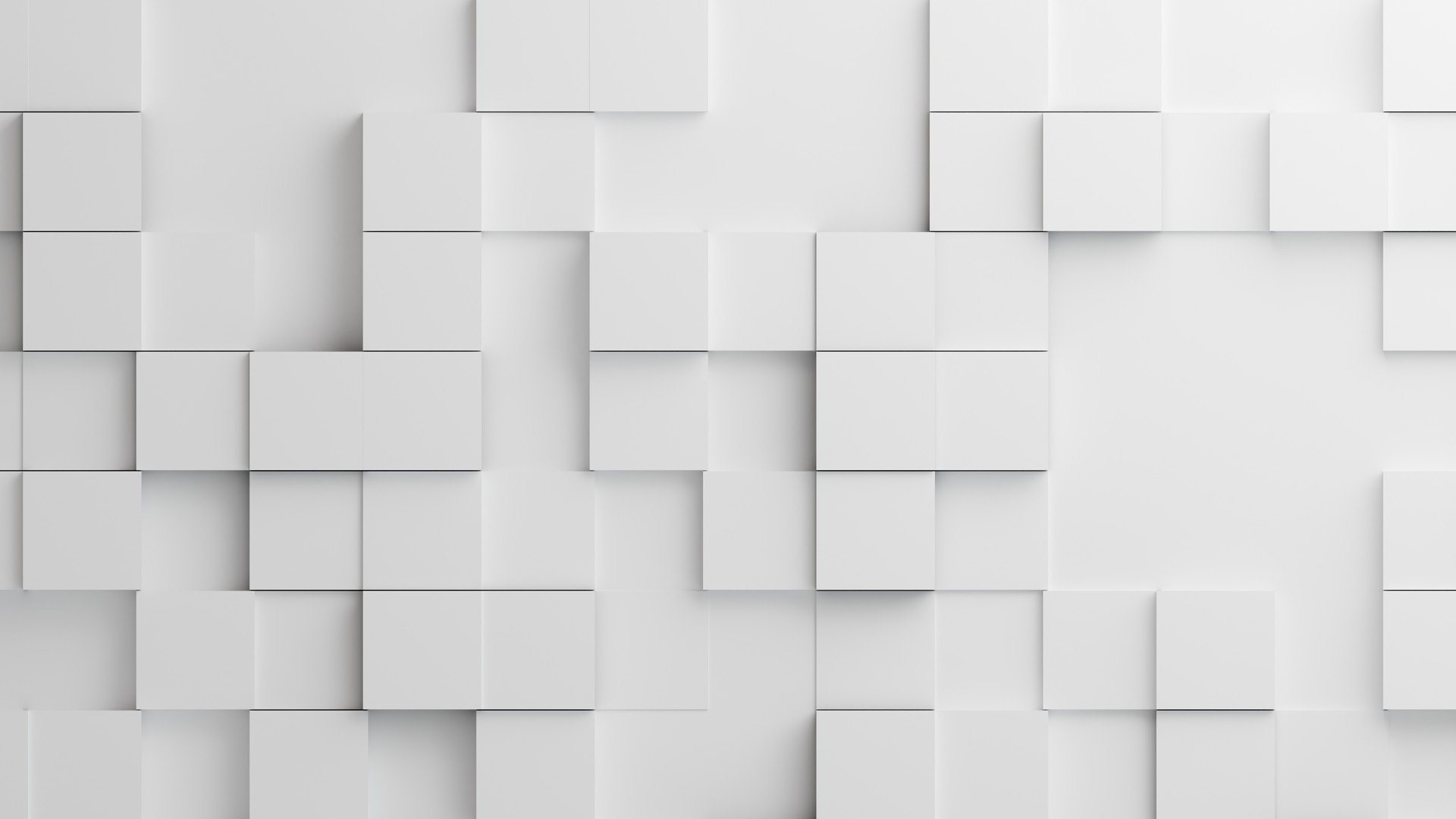 Seamless 3D white square tiles texture background with varying heights. Geometric abstract block pattern for modern interior and tech design.