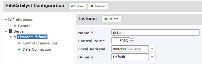 Screenshot showing the dashboard for FileCatalyst integration, now available as a service in GoAnywhere MFT.