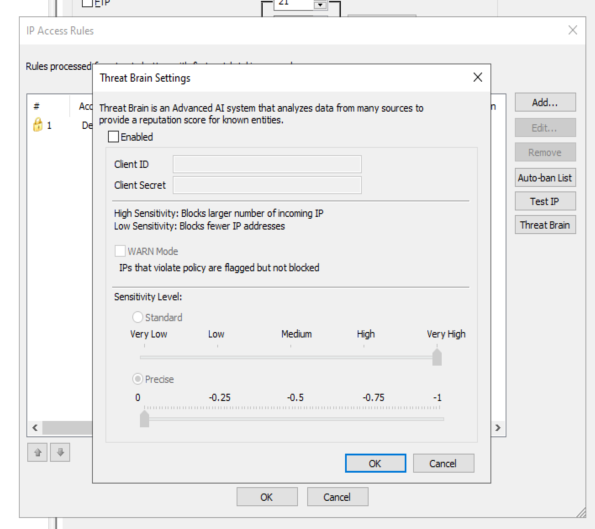 Fortra Threat Brain Integration Settings with Globalscape EFT