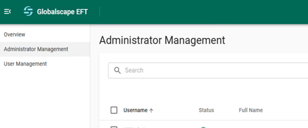 Globalscape EFT Admin Management Settings