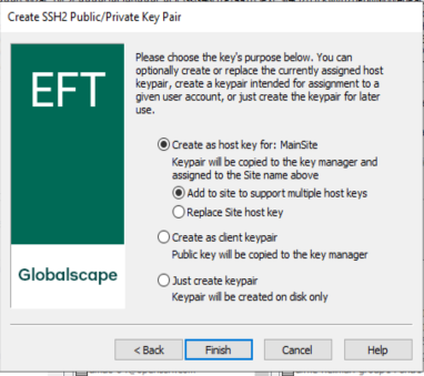 Globalscape EFT Setting Up a SSH2 Public Private Key Pair