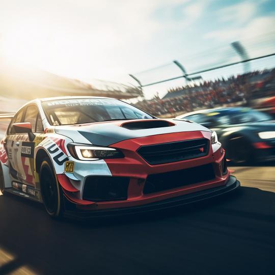 High-speed motorsport cars racing around a track, illustrating how Files.com enables secure, fast, and automated transfer of large data from field sensors and cameras for real-time analysis and insights.