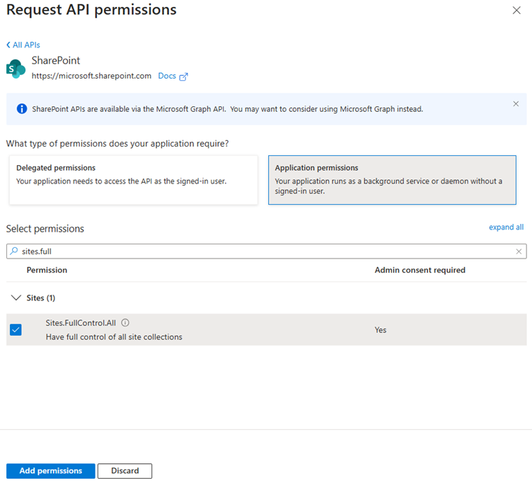 Request API Permissions