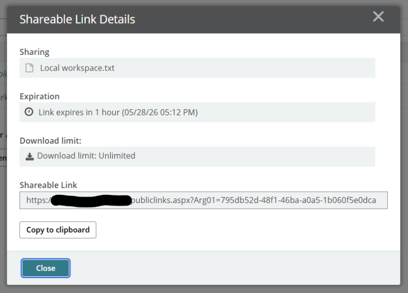 Creating shareable folder links in MOVEit