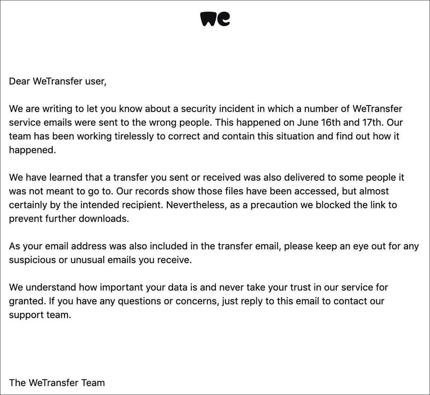 WeTransfer Email MFT Mistake