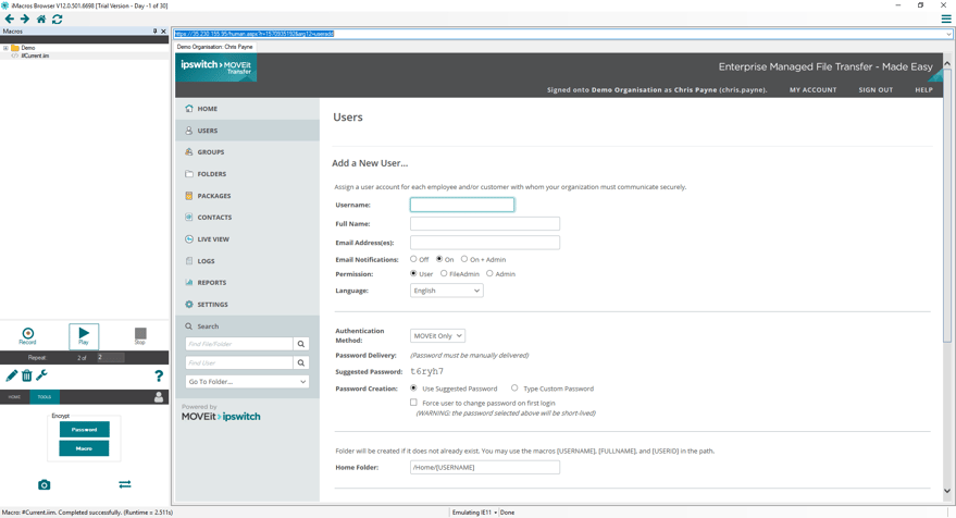 iMacros Automating the Import of 800 Accounts