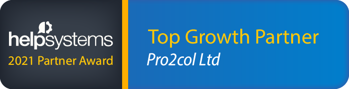 Pro2col celebrate HelpSystems Top Growth Partner Award 2021